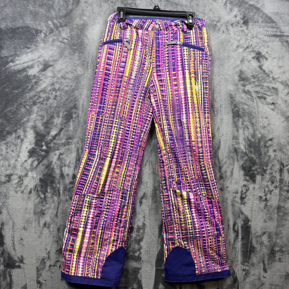 Spyder Snow Pants Youth 18 Purple Multi Color Insulated Thinsulate Ski Trousers